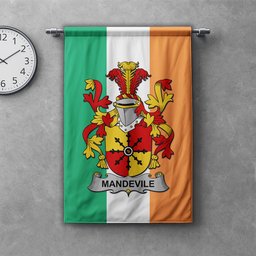 ScotsTee Shop Irish Mandevile Clan Coat of Arms Irish Tartan Gonfalon Flag