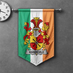 ScotsTee Shop Irish Mandevile Clan Coat of Arms Irish Tartan Gonfalon Flag