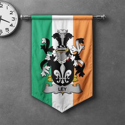 ScotsTee Shop Irish Ley Clan Coat of Arms Irish Tartan Gonfalon Flag