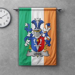 ScotsTee Shop Irish Legg or Legge Clan Coat of Arms Irish Tartan Gonfalon Flag