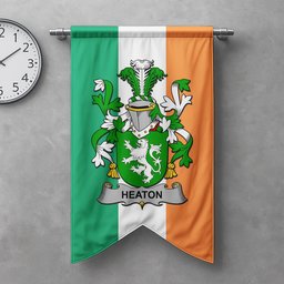 ScotsTee Shop Irish Heaton Clan Coat of Arms Irish Tartan Gonfalon Flag