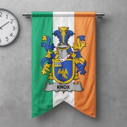 ScotsTee Shop Irish Knox Clan Coat of Arms Irish Tartan Gonfalon Flag
