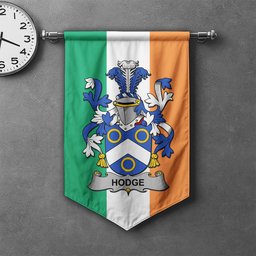 ScotsTee Shop Irish Hodge Clan Coat of Arms Irish Tartan Gonfalon Flag