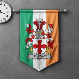 ScotsTee Shop Irish Laurence Clan Coat of Arms Irish Tartan Gonfalon Flag