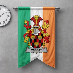 ScotsTee Shop Irish Wiggat Clan Coat of Arms Irish Tartan Gonfalon Flag