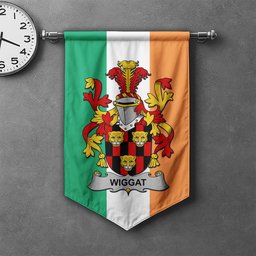 ScotsTee Shop Irish Wiggat Clan Coat of Arms Irish Tartan Gonfalon Flag