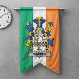 ScotsTee Shop Irish Warren Clan Coat of Arms Irish Tartan Gonfalon Flag