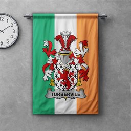 ScotsTee Shop Irish Tubervile or Tuberville Clan Coat of Arms Irish Tartan Gonfalon Flag