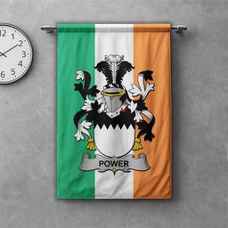 ScotsTee Shop Irish Power Clan Coat of Arms Irish Tartan Gonfalon Flag