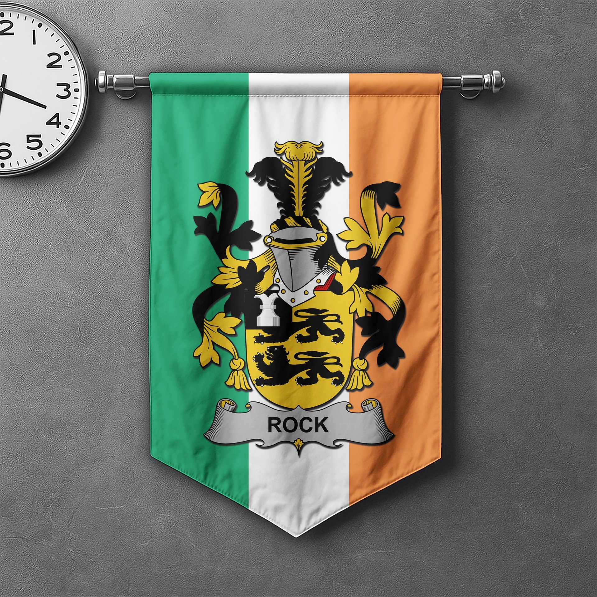 ScotsTee Shop Irish Rock Clan Coat of Arms Irish Tartan Gonfalon Flag