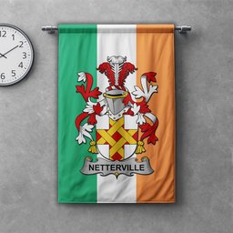 ScotsTee Shop Irish Netterville or Netterfield Clan Coat of Arms Irish Tartan Gonfalon Flag