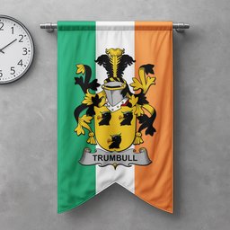ScotsTee Shop Irish Trumbull or Turnbull Clan Coat of Arms Irish Tartan Gonfalon Flag