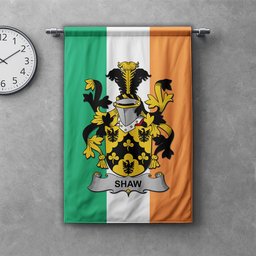 ScotsTee Shop Irish Shaw Clan Coat of Arms Irish Tartan Gonfalon Flag