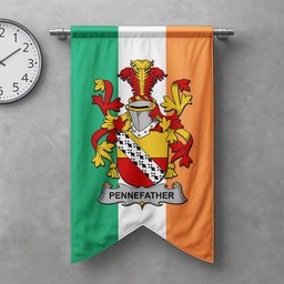 ScotsTee Shop Irish Pennefather Clan Coat of Arms Irish Tartan Gonfalon Flag