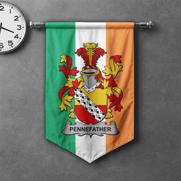 ScotsTee Shop Irish Pennefather Clan Coat of Arms Irish Tartan Gonfalon Flag