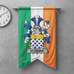 ScotsTee Shop Irish St.Leger Clan Coat of Arms Irish Tartan Gonfalon Flag