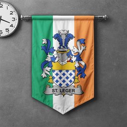 ScotsTee Shop Irish St.Leger Clan Coat of Arms Irish Tartan Gonfalon Flag