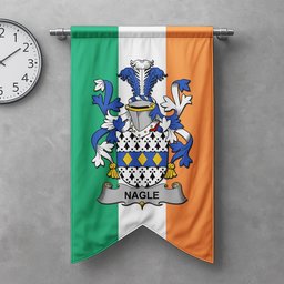 ScotsTee Shop Irish Nagle Clan Coat of Arms Irish Tartan Gonfalon Flag