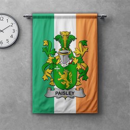 ScotsTee Shop Irish Paisley Clan Coat of Arms Irish Tartan Gonfalon Flag