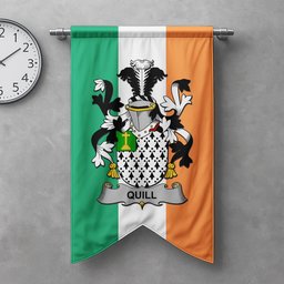 ScotsTee Shop Irish Quill Clan Coat of Arms Irish Tartan Gonfalon Flag