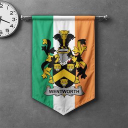 ScotsTee Shop Irish Wentworth Clan Coat of Arms Irish Tartan Gonfalon Flag