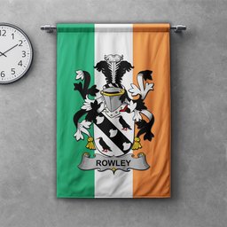 ScotsTee Shop Irish Rowley or O'Rowley Clan Coat of Arms Irish Tartan Gonfalon Flag