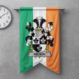 ScotsTee Shop Irish Nelson or Nealson Clan Coat of Arms Irish Tartan Gonfalon Flag