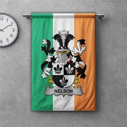 ScotsTee Shop Irish Nelson or Nealson Clan Coat of Arms Irish Tartan Gonfalon Flag