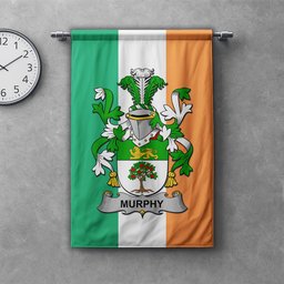 ScotsTee Shop Irish Murphy (Wexford) Clan Coat of Arms Irish Tartan Gonfalon Flag