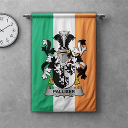 ScotsTee Shop Irish Palliser Clan Coat of Arms Irish Tartan Gonfalon Flag