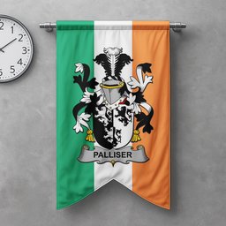 ScotsTee Shop Irish Palliser Clan Coat of Arms Irish Tartan Gonfalon Flag