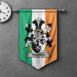 ScotsTee Shop Irish Palliser Clan Coat of Arms Irish Tartan Gonfalon Flag