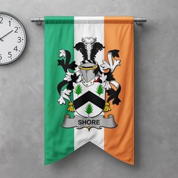 ScotsTee Shop Irish Shore Clan Coat of Arms Irish Tartan Gonfalon Flag