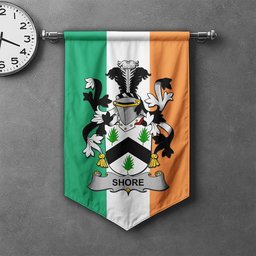 ScotsTee Shop Irish Shore Clan Coat of Arms Irish Tartan Gonfalon Flag