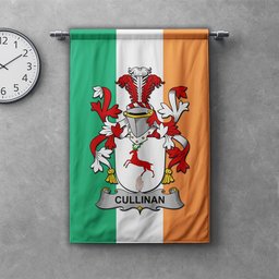 ScotsTee Shop Irish Cullinan or O'Cullinane Clan Coat of Arms Irish Tartan Gonfalon Flag