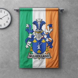 ScotsTee Shop Irish Mulholland Clan Coat of Arms Irish Tartan Gonfalon Flag