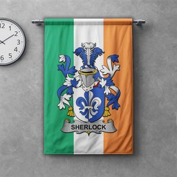 ScotsTee Shop Irish Sherlock Clan Coat of Arms Irish Tartan Gonfalon Flag