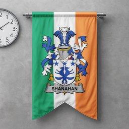 ScotsTee Shop Irish Shanahan or O'Shanahan Clan Coat of Arms Irish Tartan Gonfalon Flag