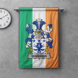 ScotsTee Shop Irish Shanahan or O'Shanahan Clan Coat of Arms Irish Tartan Gonfalon Flag
