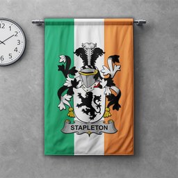ScotsTee Shop Irish Stapleton Clan Coat of Arms Irish Tartan Gonfalon Flag