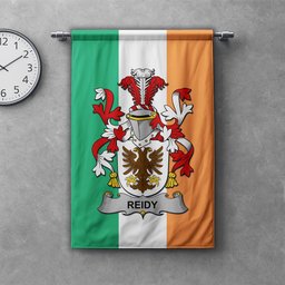 ScotsTee Shop Irish Reidy or O'Reidy Clan Coat of Arms Irish Tartan Gonfalon Flag