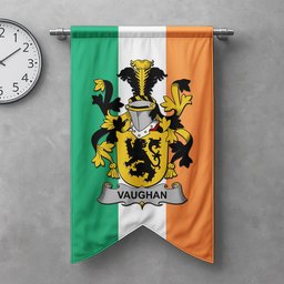 ScotsTee Shop Irish Vaughan Clan Coat of Arms Irish Tartan Gonfalon Flag