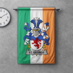 ScotsTee Shop Irish St. George Clan Coat of Arms Irish Tartan Gonfalon Flag