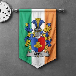 ScotsTee Shop Irish Winch Clan Coat of Arms Irish Tartan Gonfalon Flag