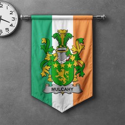 ScotsTee Shop Irish Mulcahy or O'Mulcahy Clan Coat of Arms Irish Tartan Gonfalon Flag