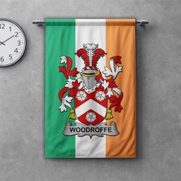 ScotsTee Shop Irish Woodroffe Clan Coat of Arms Irish Tartan Gonfalon Flag