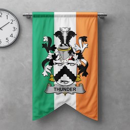 ScotsTee Shop Irish Thunder Clan Coat of Arms Irish Tartan Gonfalon Flag