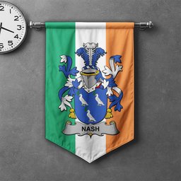 ScotsTee Shop Irish Nash or Naish Clan Coat of Arms Irish Tartan Gonfalon Flag