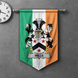 ScotsTee Shop Irish Wills Clan Coat of Arms Irish Tartan Gonfalon Flag