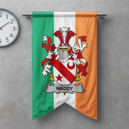 ScotsTee Shop Irish Waddy Clan Coat of Arms Irish Tartan Gonfalon Flag